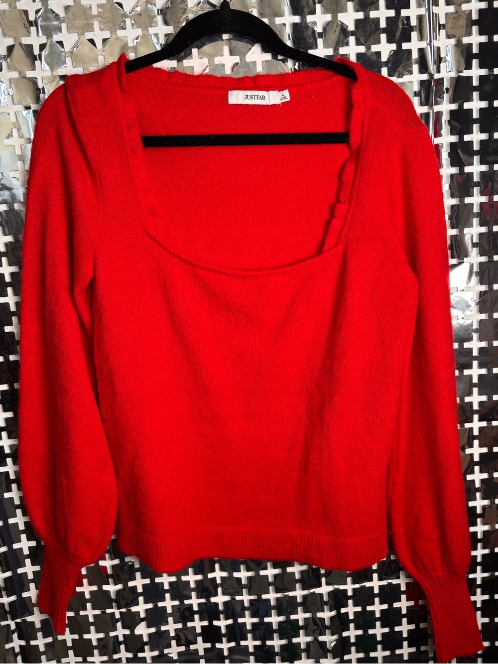JustFab Bright Red Scoop Neck Pullover Sweater